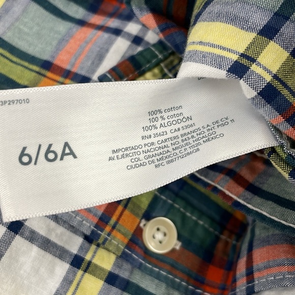 Carter’s poplin button down plaid shirt - Picture 5 of 6